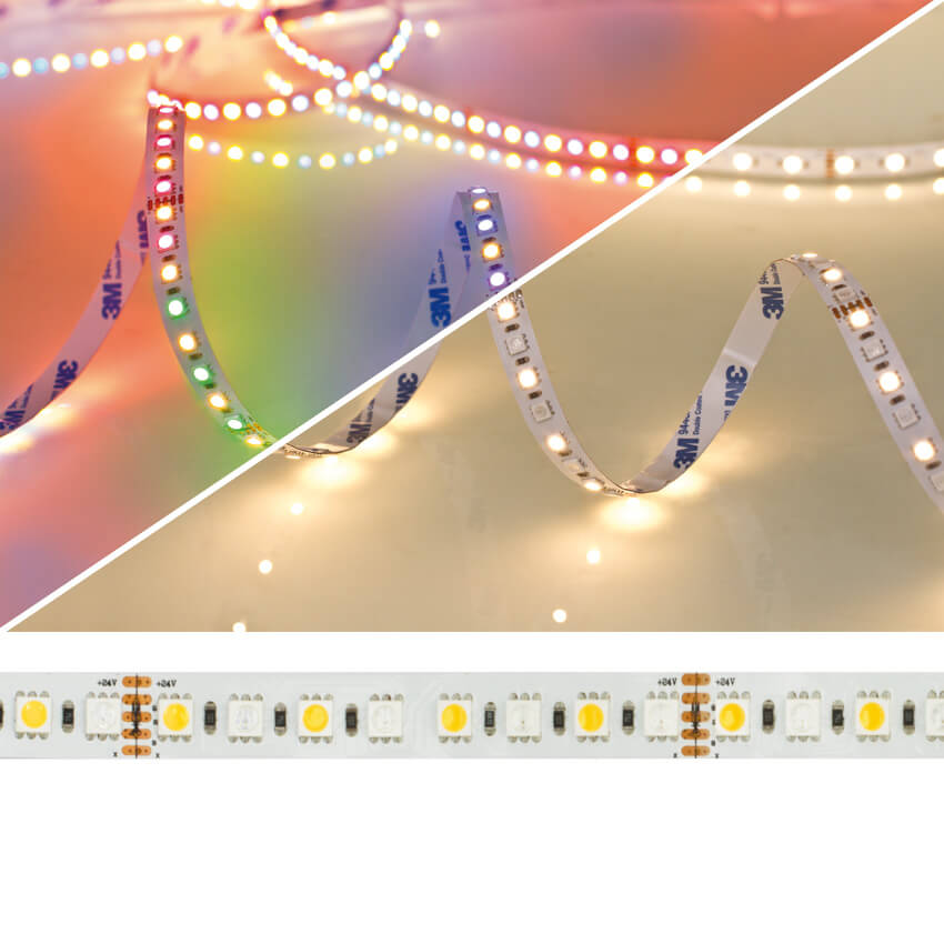 LED-Flexstreifen, RGB/W, 5050-SMD-LEDs/ 24V/120W, L 5 m, 480 LEDs, ~24W/m, ~800 lm/m