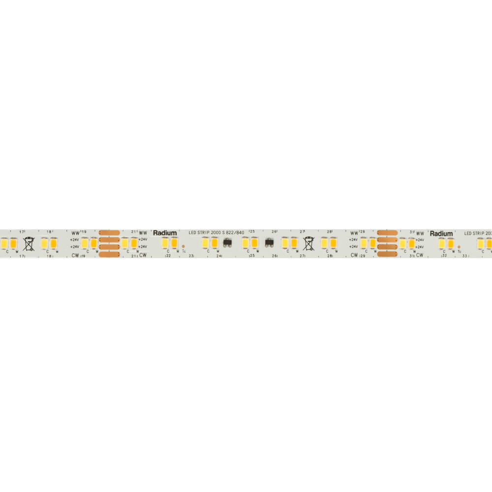 LED-Flexstreifen, Bi-Color, STRIP 2000 S TW/TWW, 2835-SMD-LEDs/24V/96W, L 5 m, 700 LEDs, ~19,2W/m, ~2.000 lm/m