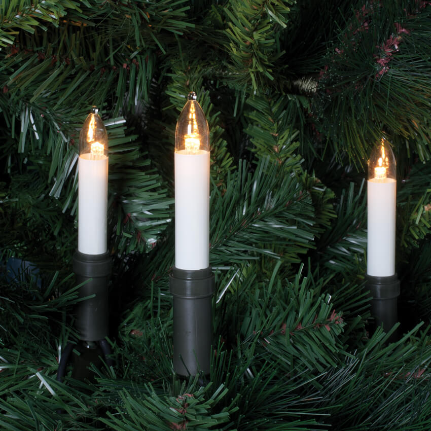 LED-Weihnachtsbaumkette, klar/elfenbein, 15 LEDs/E10/8-34V/max. 0,3W