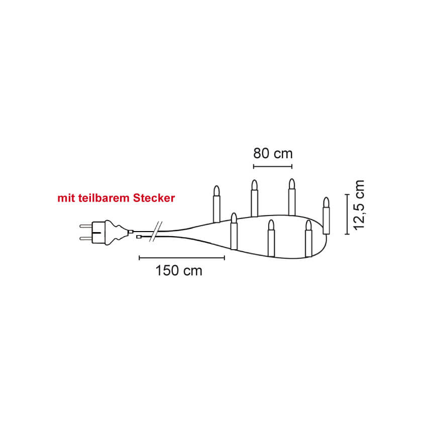 LED-Weihnachtsbaumkette, klar/elfenbein, 15 LEDs/E10/8-34V/max. 0,3W Bild 3