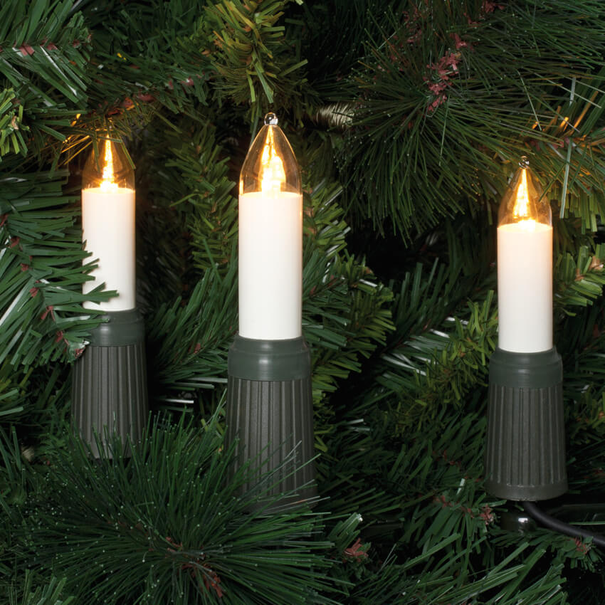 Weihnachtsbaumkette, klar/elfenbein, 30 x LED/E14/8-34V/max. 0,3W, mit teilbarem Stecker