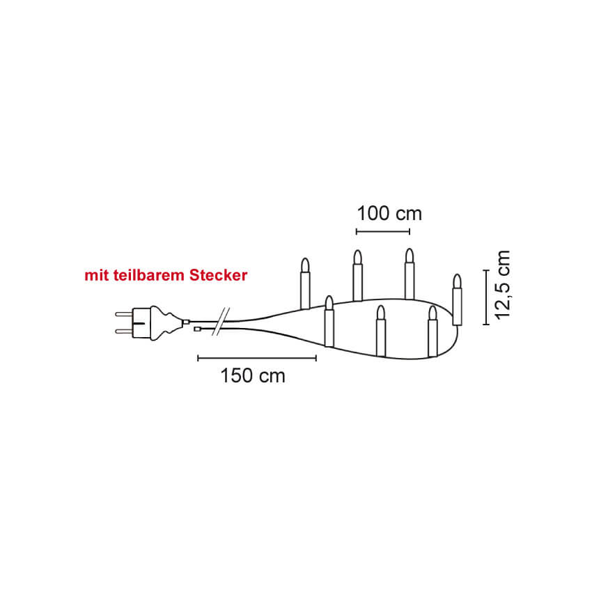 Weihnachtsbaumkette, klar/elfenbein, 30 x LED/E14/8-34V/max. 0,3W, mit teilbarem Stecker Bild 3