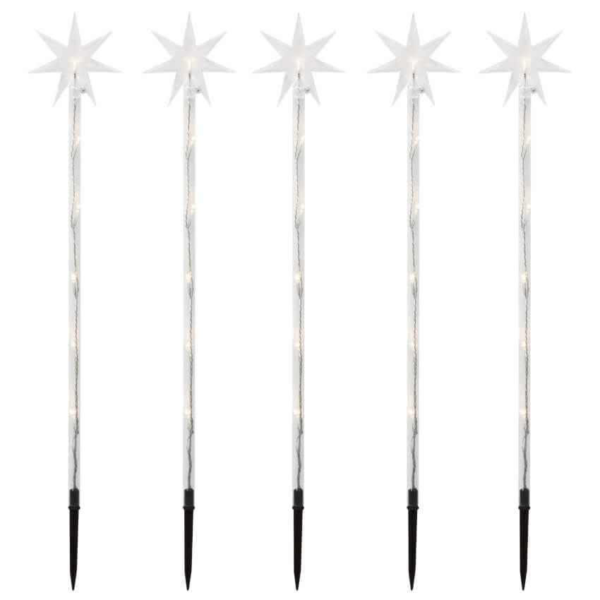 5 Sternenlichter zum Stecken,  6 warmweie LEDs pro Stab, Stab-H 630