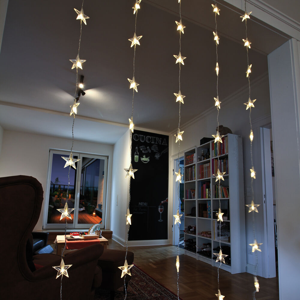 LED-Sternenlichtervorhang,  50 warmweie LEDs