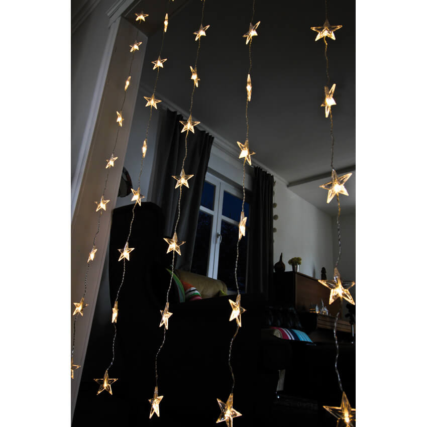 LED-Sternenlichtervorhang,  50 warmweie LEDs Bild 3