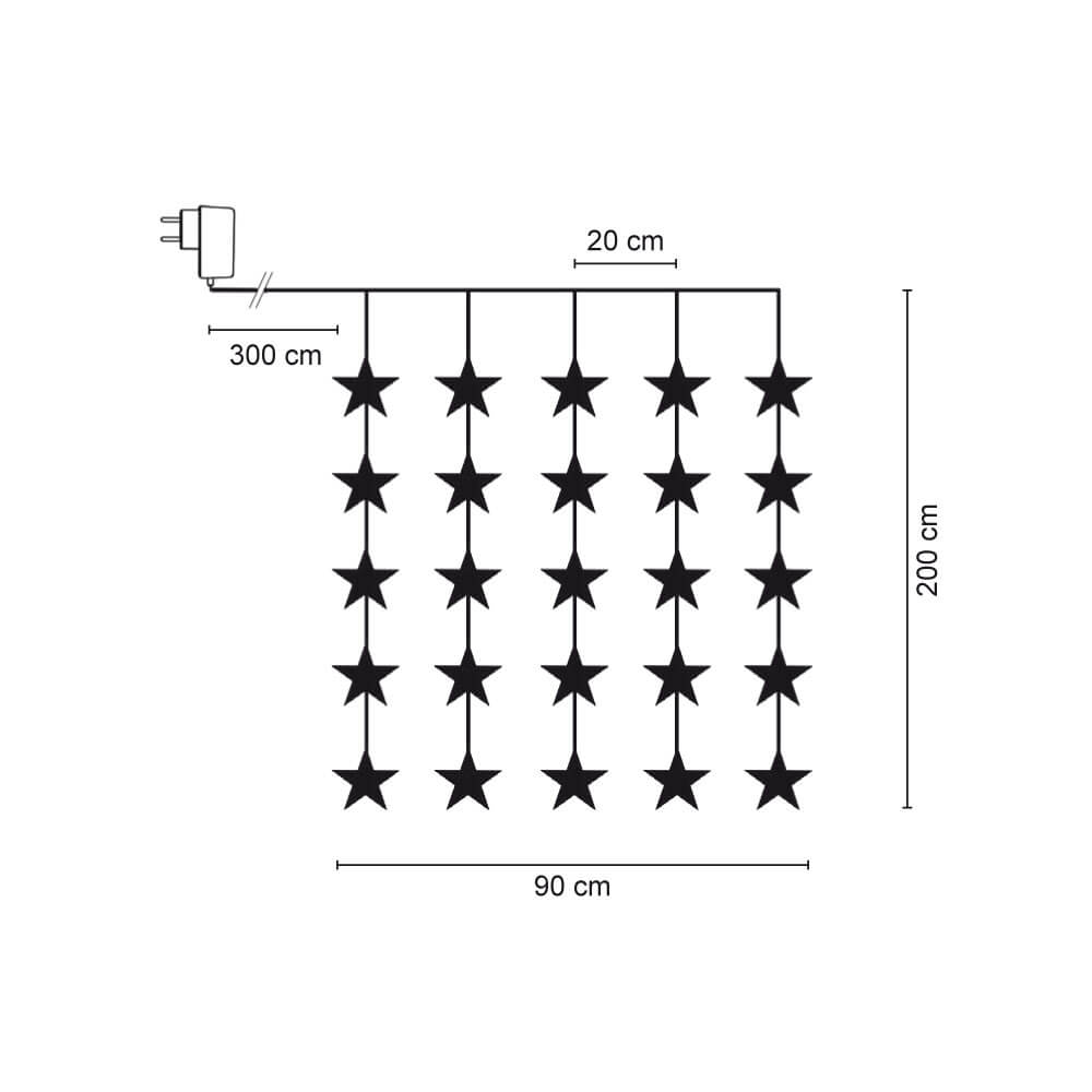 LED-Sternenlichtervorhang,  50 warmweie LEDs Bild 4