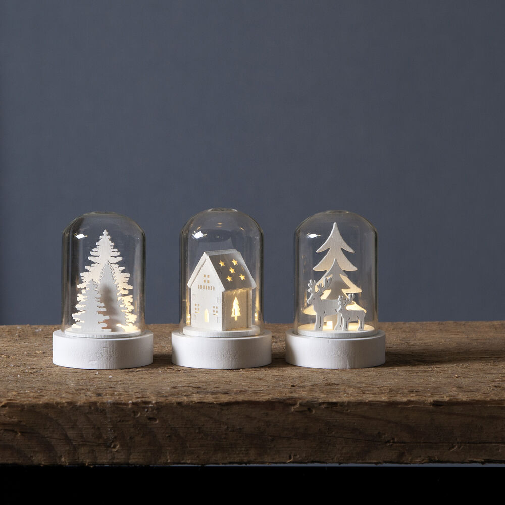 Glaskuppel, KUPOL, 3er-Set, je 1 warmweie LED