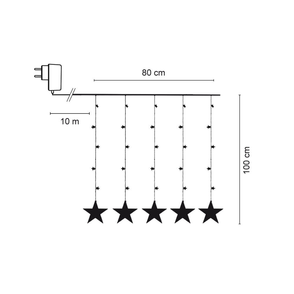 LED-Sternenlichtervorhang, 5 Strnge, 50 warmweie LEDs Bild 3