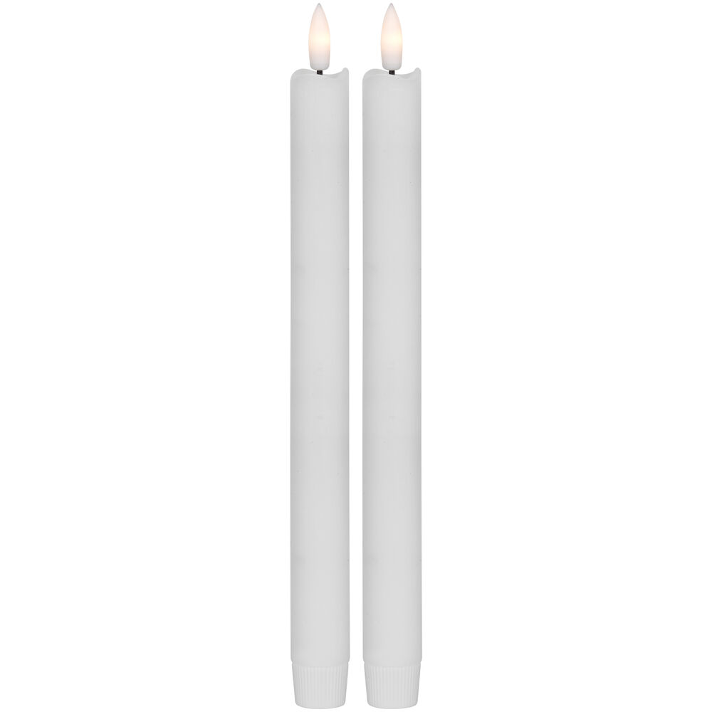 Echtwachs-Tafelkerze, FLAMME ANTIQUE, 1 warmweie flackernde LED, 2er-Set Bild 2