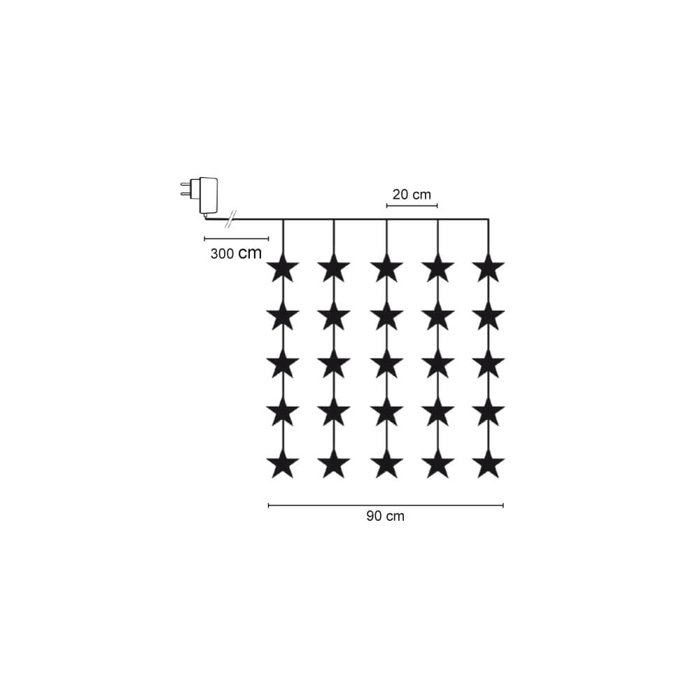 LED-Sternenlichtervorhang, 30 warmweie LEDs Bild 4