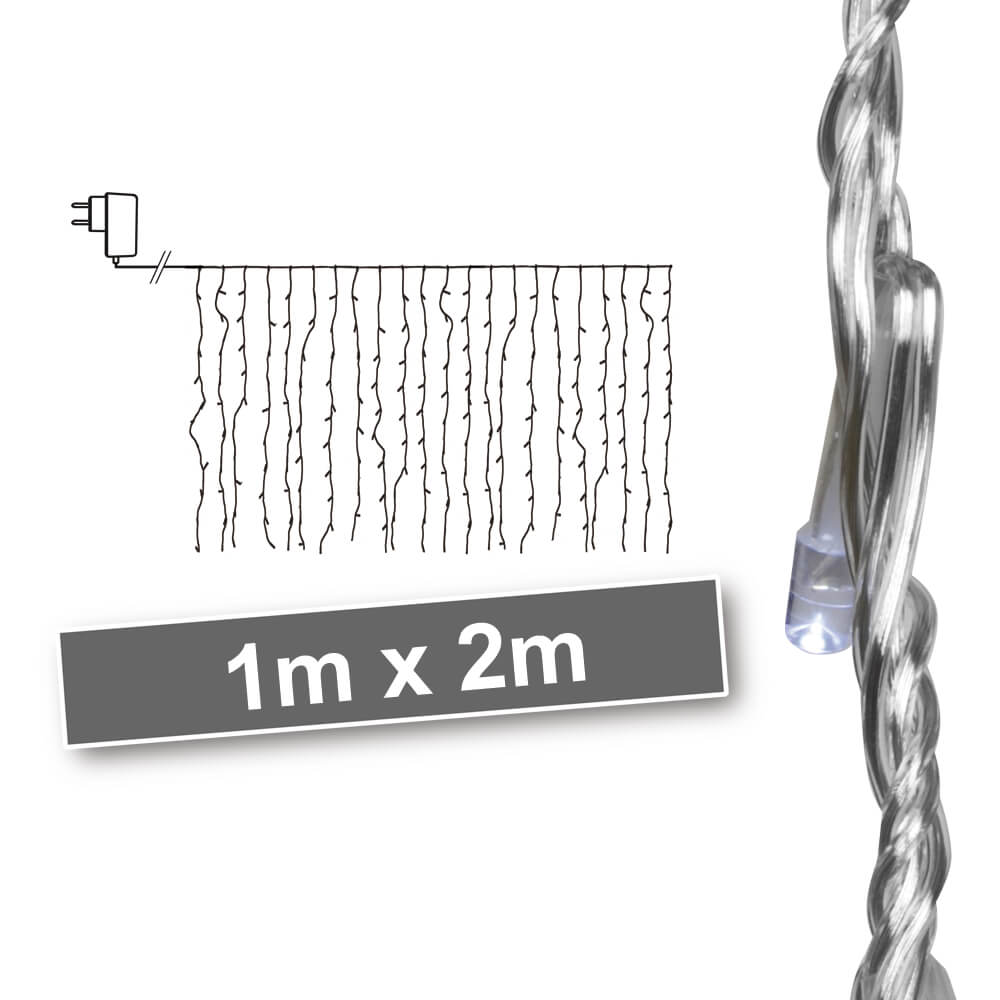 LED-Minilichtervorhang, 320 weie LEDs, transparentes Kabel