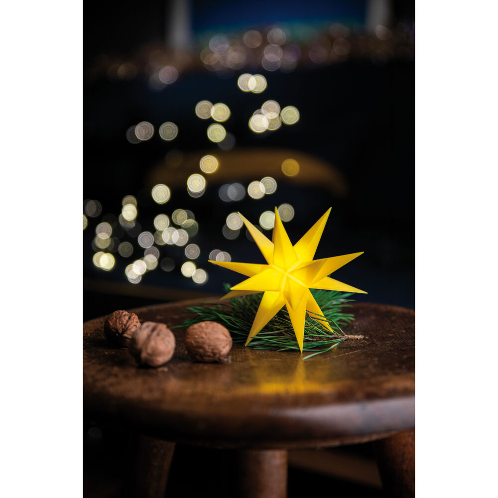 Weihnachtsstern, 1 warmweie LED, mit Batteriebox,  80, gelb Bild 3