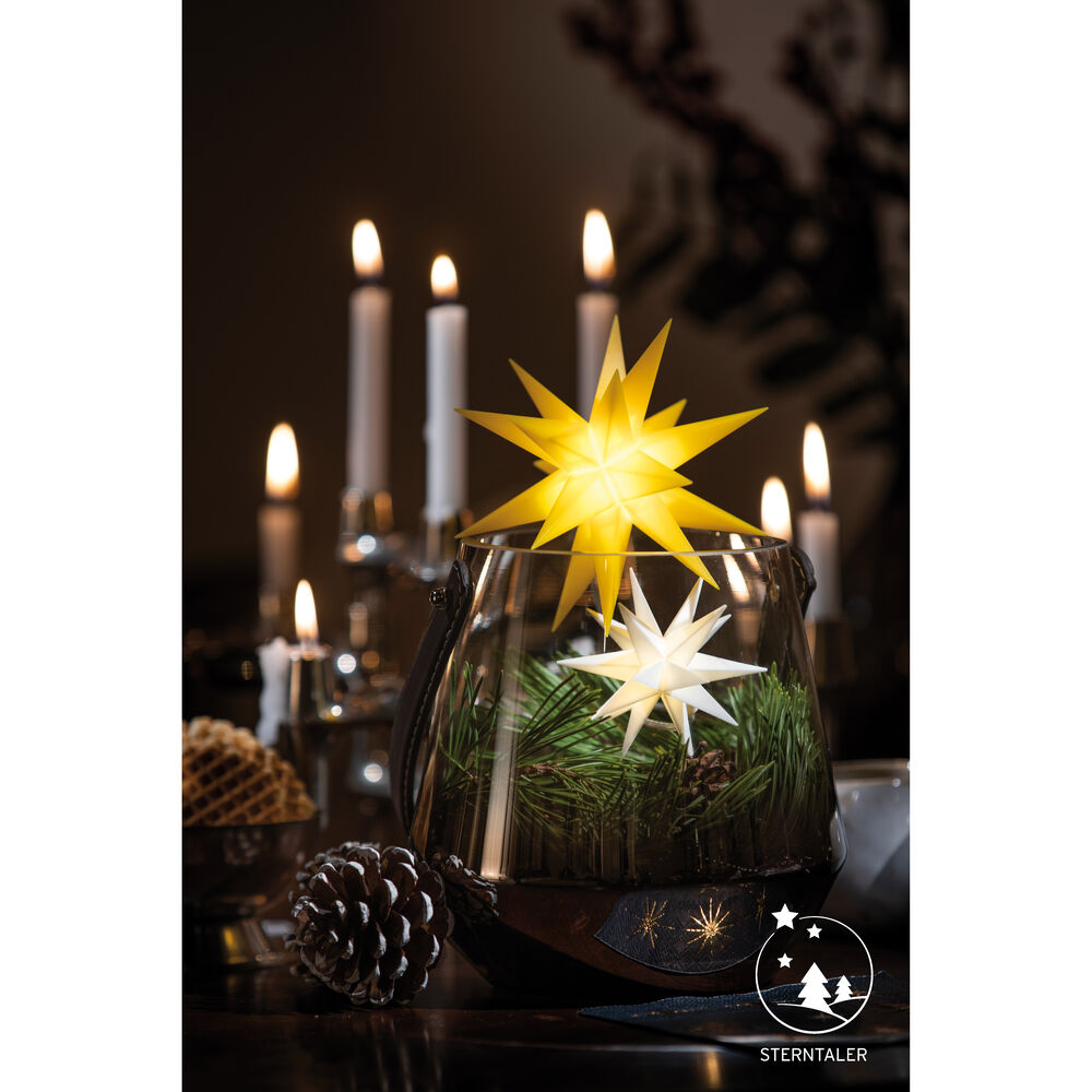 Weihnachtsstern, 1 warmweie LED, mit Batteriebox,  80, gelb Bild 4