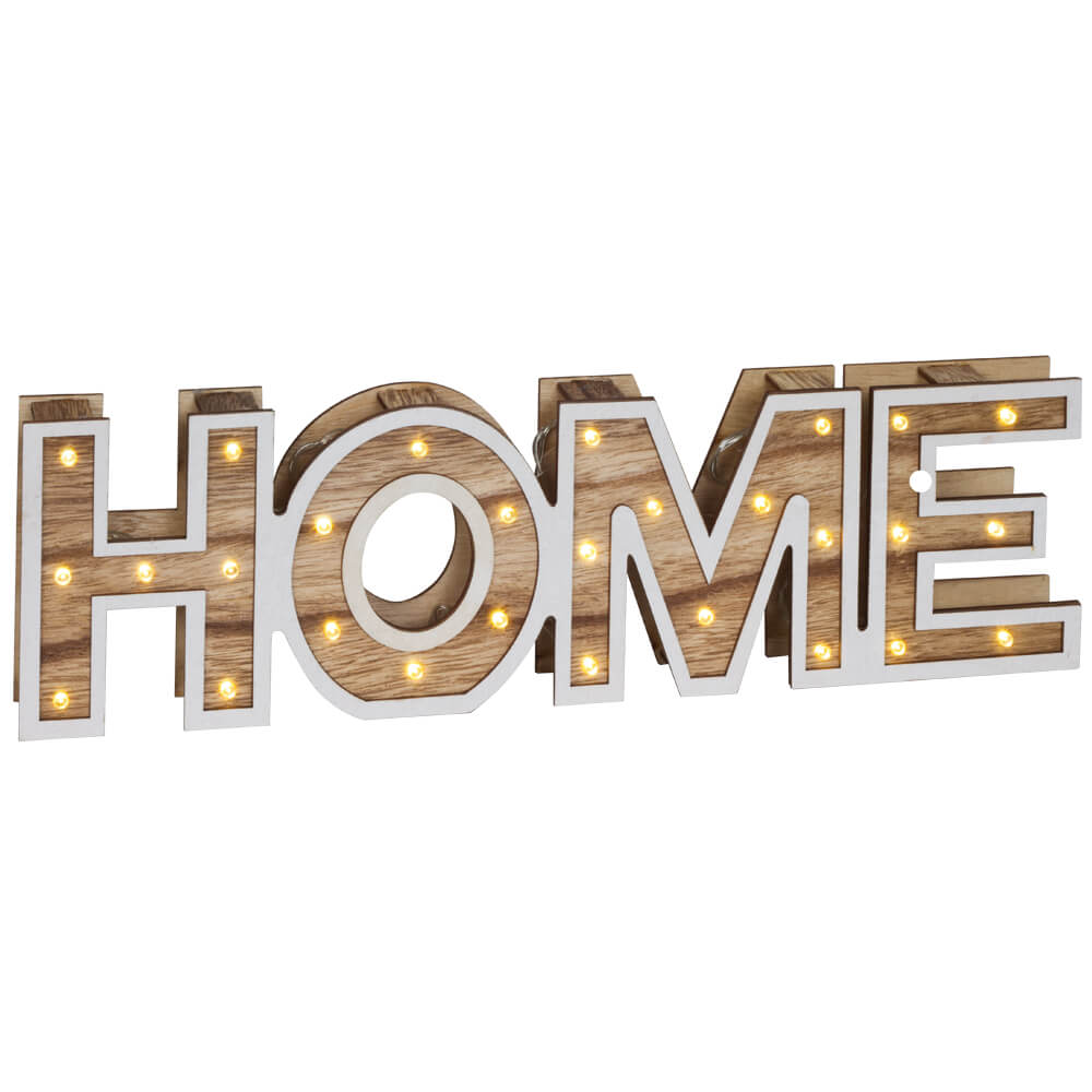 Schriftzug, HOME, 25 warmweien LEDs