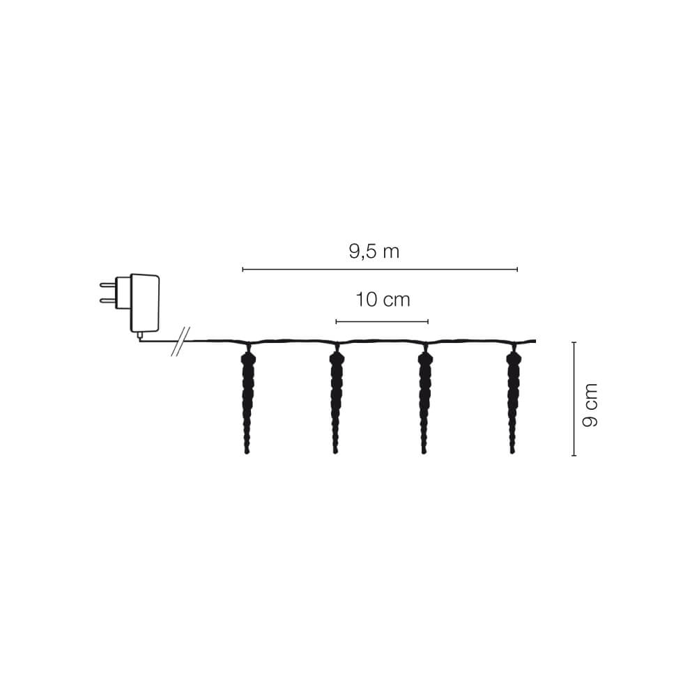 LED-Eiszapfenkette, 100 warmweie LEDs, 9,5 m x 0,09 m Bild 3