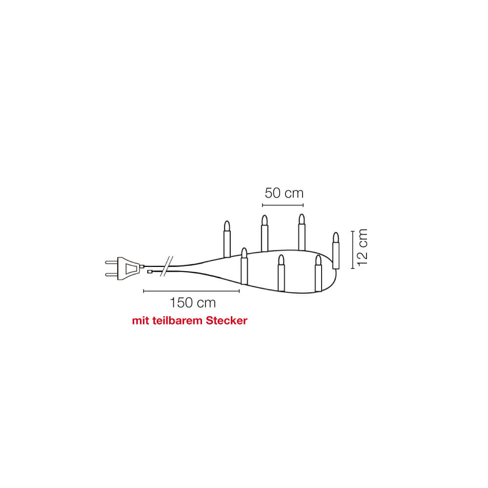 Weihnachtsbaumkette, klar/elfenbeinfarben, 16 x E10/16V/3W, mit teilbarem Stecker Bild 3