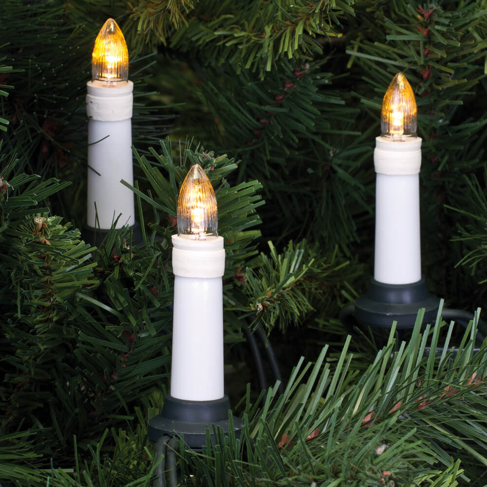 Weihnachtsbaumkette, klar/wei, LED/E10/10-55V/0,2W
