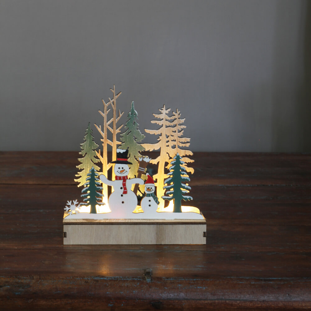 LED-Weihnachtsleuchter, Schneemnner im Wald, 3 warmweie LEDs Bild 2