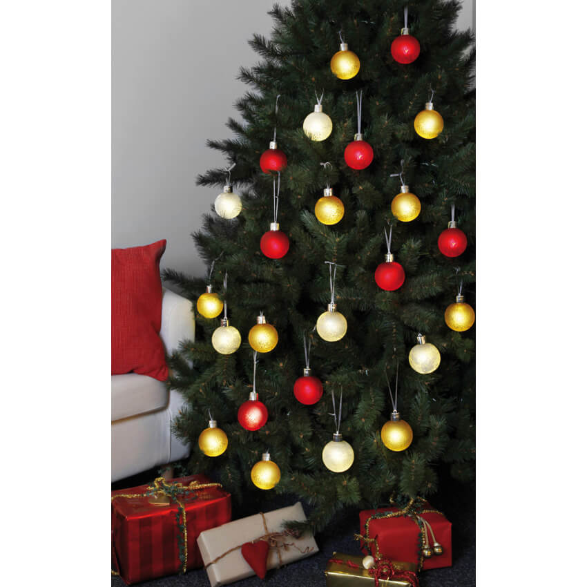 6 LED-Weihnachtsbaum- kugeln, je 1 warmweie LED, Kugel  85, batteriebetrieben Bild 2