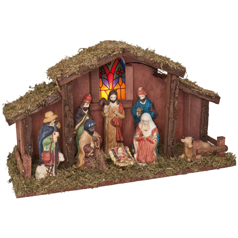 Weihnachtskrippe mit Figuren, B 390, H 220, T 145 Bild 2