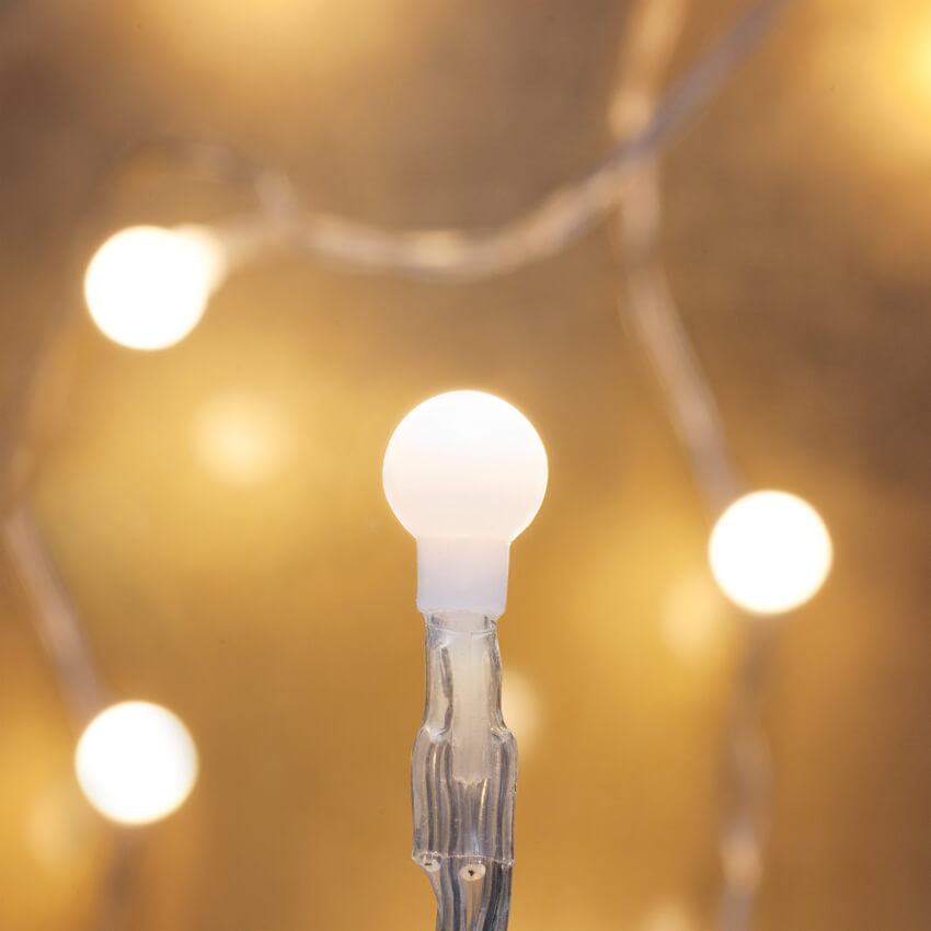 LED-Minilichterkette, 10 warmweie LEDs, weie Kugeln