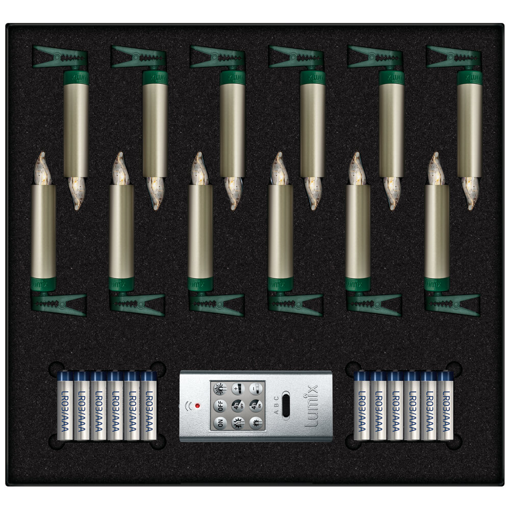 kabellose Kerzen, LUMIX SUPERLIGHT MINI, Basis-Set, 12 Stck, superhelle warmweie LEDs, cashmerefarben Bild 3