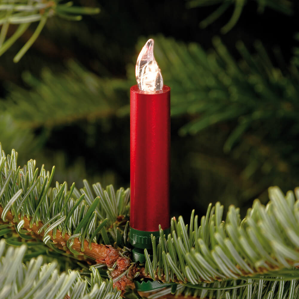 kabellose Kerzen, LUMIX SUPERLIGHT MINI, superhelle warmweie LEDs, Basis-Set, 12 Stck, rot