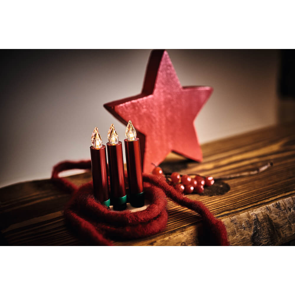 kabellose Kerzen, LUMIX SUPERLIGHT MINI, superhelle warmweie LEDs, Basis-Set, 12 Stck, rot Bild 4