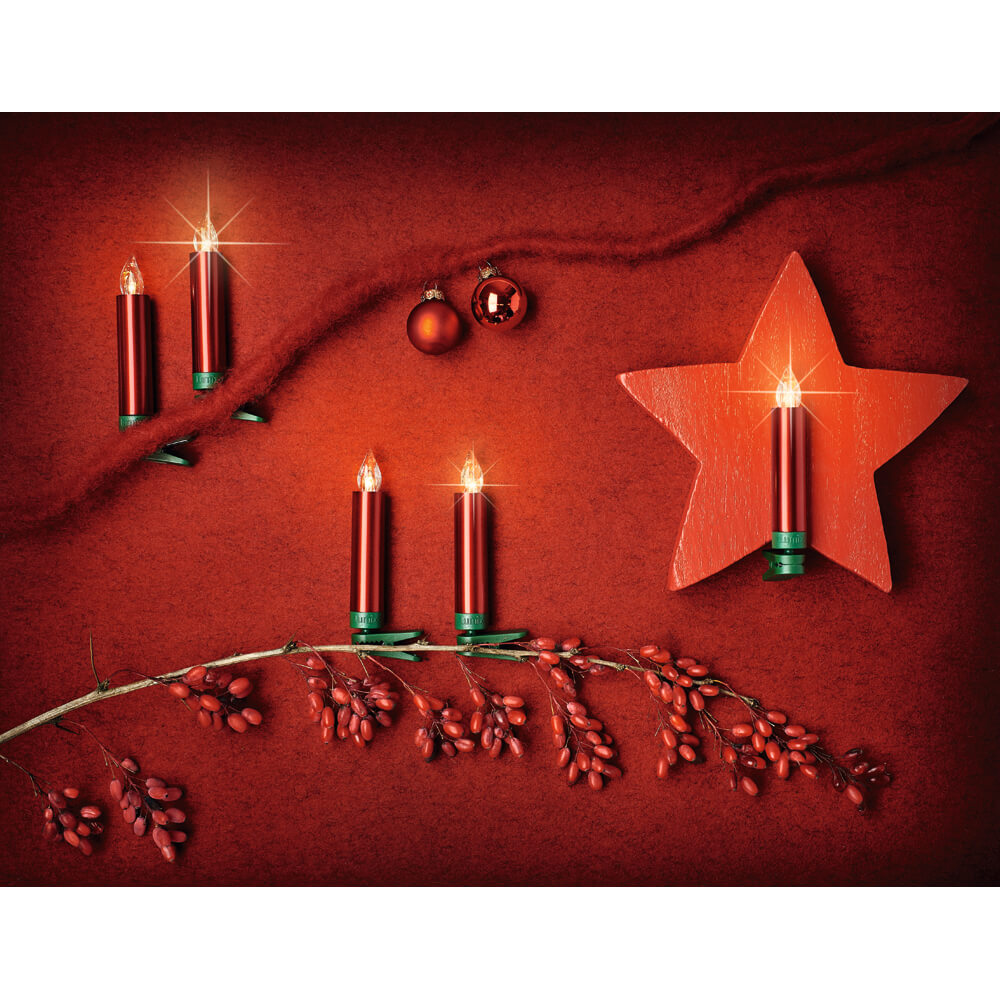 kabellose Kerzen, LUMIX SUPERLIGHT MINI, superhelle warmweie LEDs, Erweiterungs-Set, 6 Stck, rot Bild 4