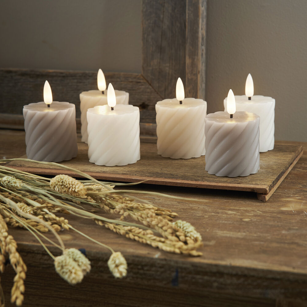 Echtwachskerze, FLAMME SWIRL VOTIVE, 1 warmweie flackernde LED, 2er-Set, H 70,  50 Bild 3