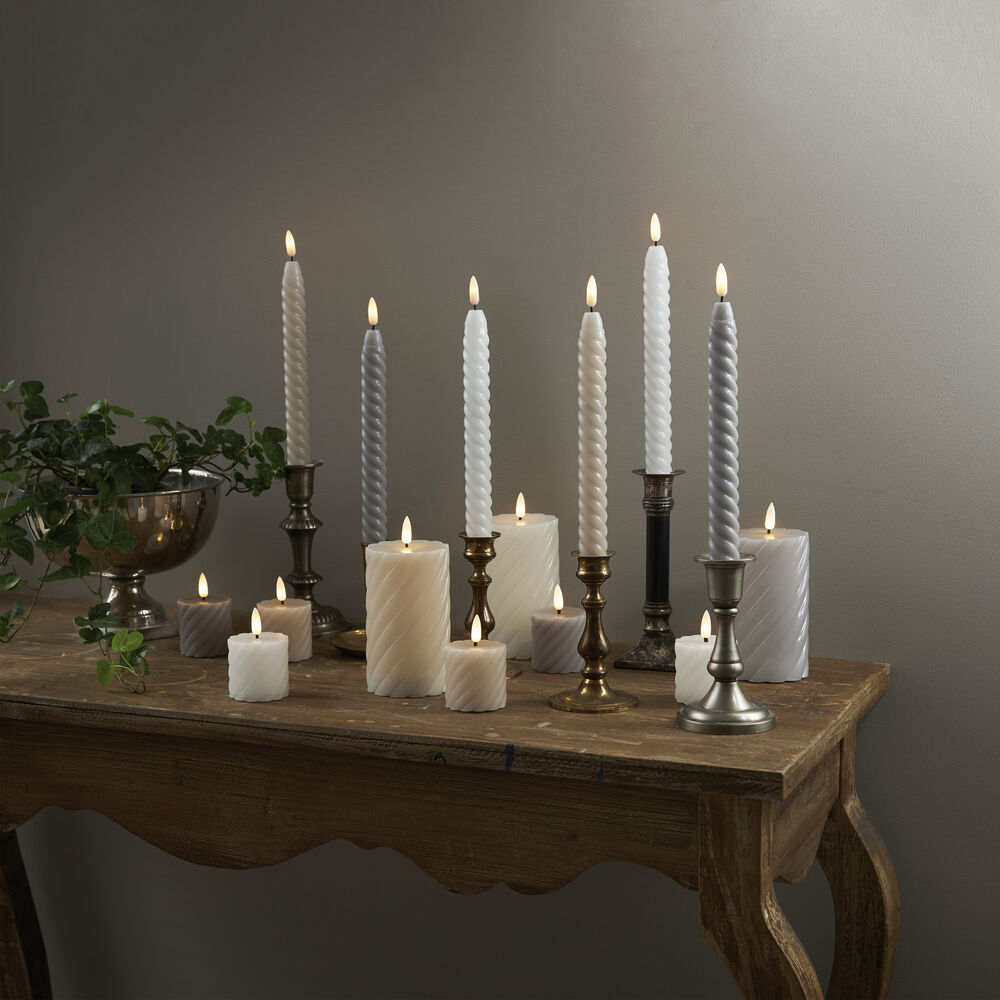 Echtwachskerze, FLAMME SWIRL VOTIVE, 1 warmweie flackernde LED, 2er-Set, H 70,  50 Bild 5