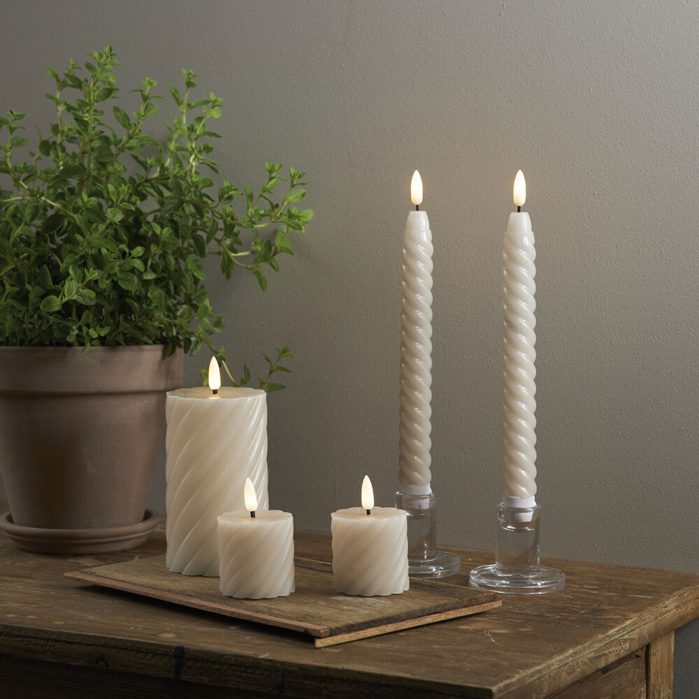 Echtwachskerze, FLAMME SWIRL VOTIVE, 1 warmweie flackernde LED, 2er-Set, H 70,  50 Bild 6