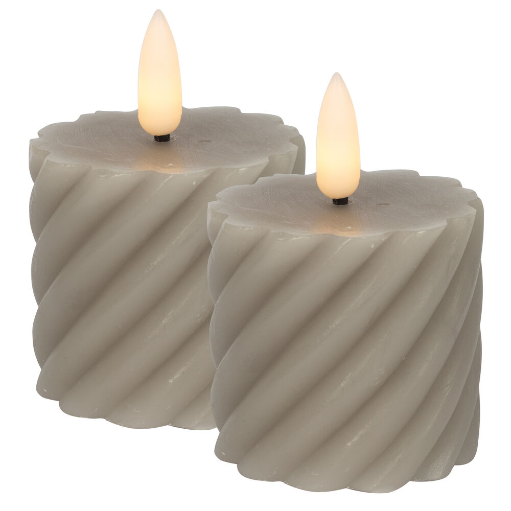 Echtwachskerze, FLAMME SWIRL VOTIVE, 1 warmwei�e flackernde LED, 2er-Set, H 70, � 50 Bild 2