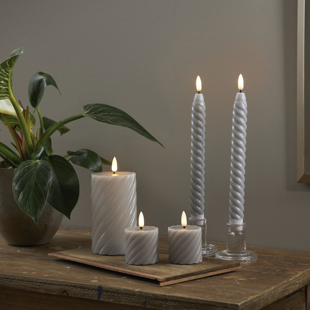 Echtwachskerze, FLAMME SWIRL VOTIVE, 1 warmwei�e flackernde LED, 2er-Set, H 70, � 50 Bild 3