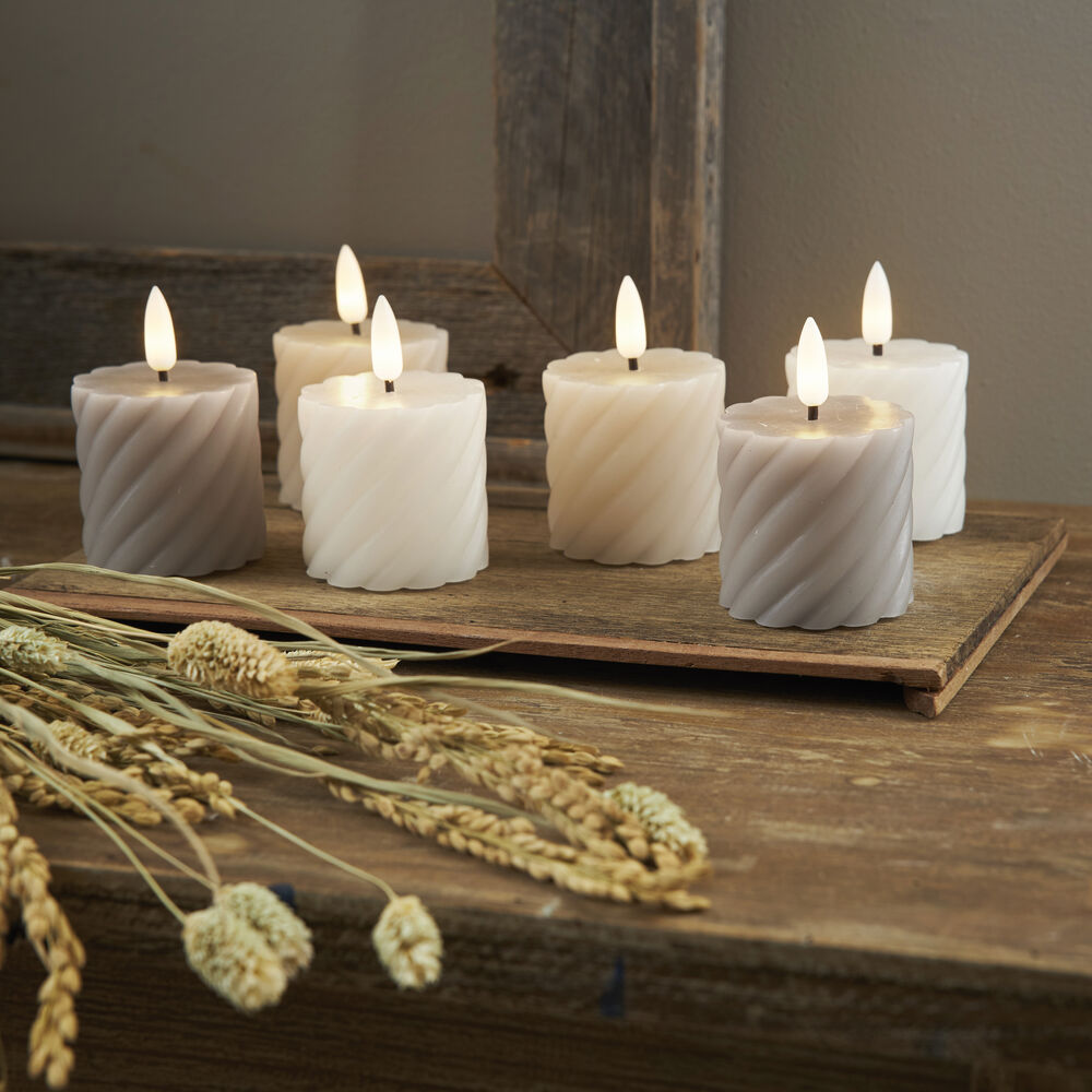 Echtwachskerze, FLAMME SWIRL VOTIVE, 1 warmwei�e flackernde LED, 2er-Set, H 70, � 50 Bild 4