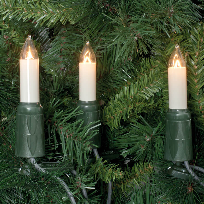 Weihnachtsbaumkette, klar/elfenbein, 15 x E14/15V/7W, mit teilbarem Stecker, IP44