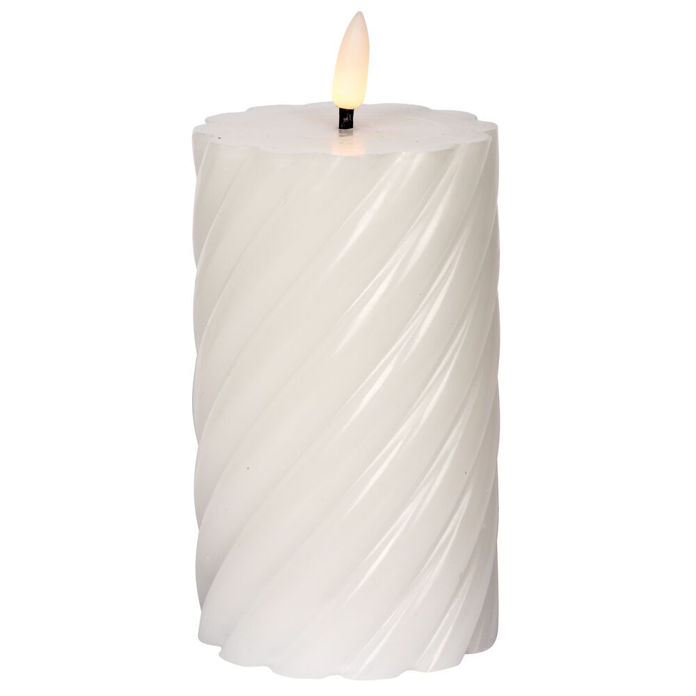 Echtwachskerze, FLAMME SWIRL, 1 warmweie flackernde LED, H 150,  75