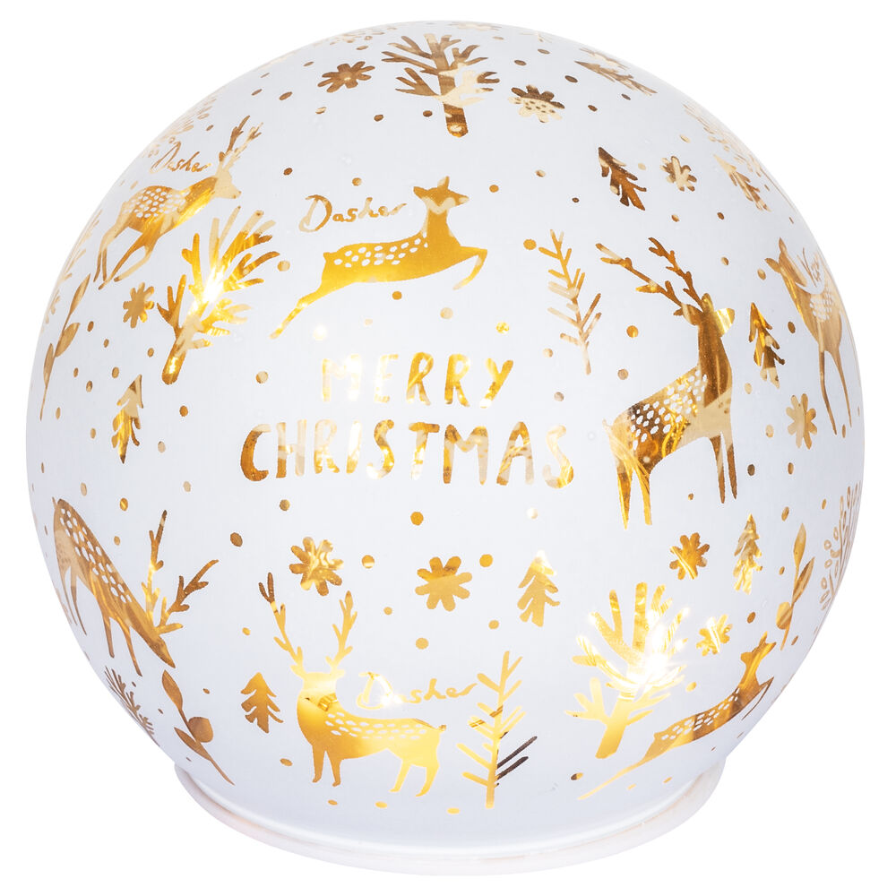Glaskugel, MERRY X-MAS, 8 warmweie LEDs,  120 Bild 2