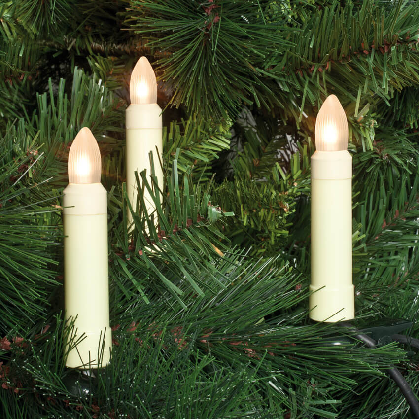 Weihnachtsbaumkette, matt/elfenbein, 30 x E10/8-34V/max. 0,2W, mit teilbarem Stecker