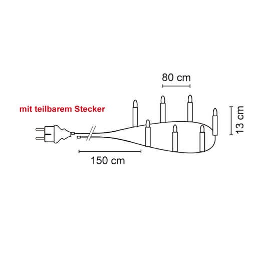 Weihnachtsbaumkette, matt/elfenbein, 30 x E10/8-34V/max. 0,2W, mit teilbarem Stecker Bild 3