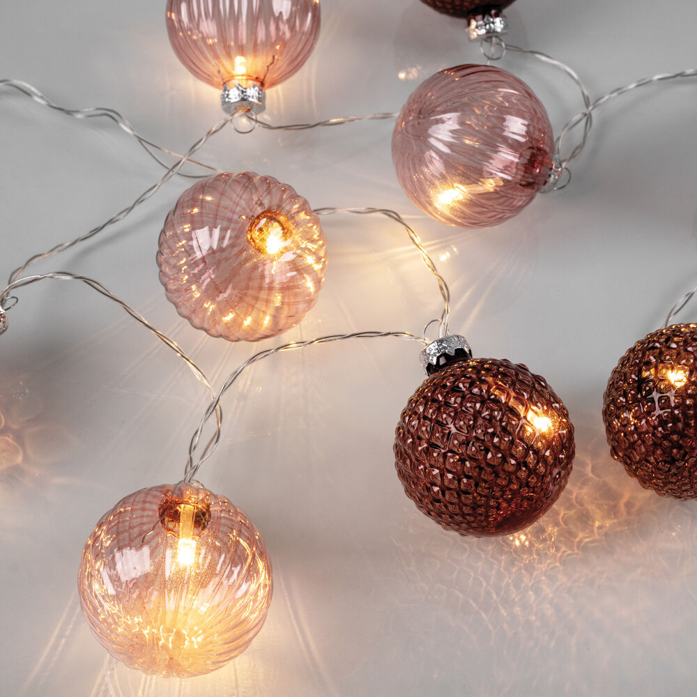 Minilichterkette, 10 warmweie LEDs, Glaskugeln