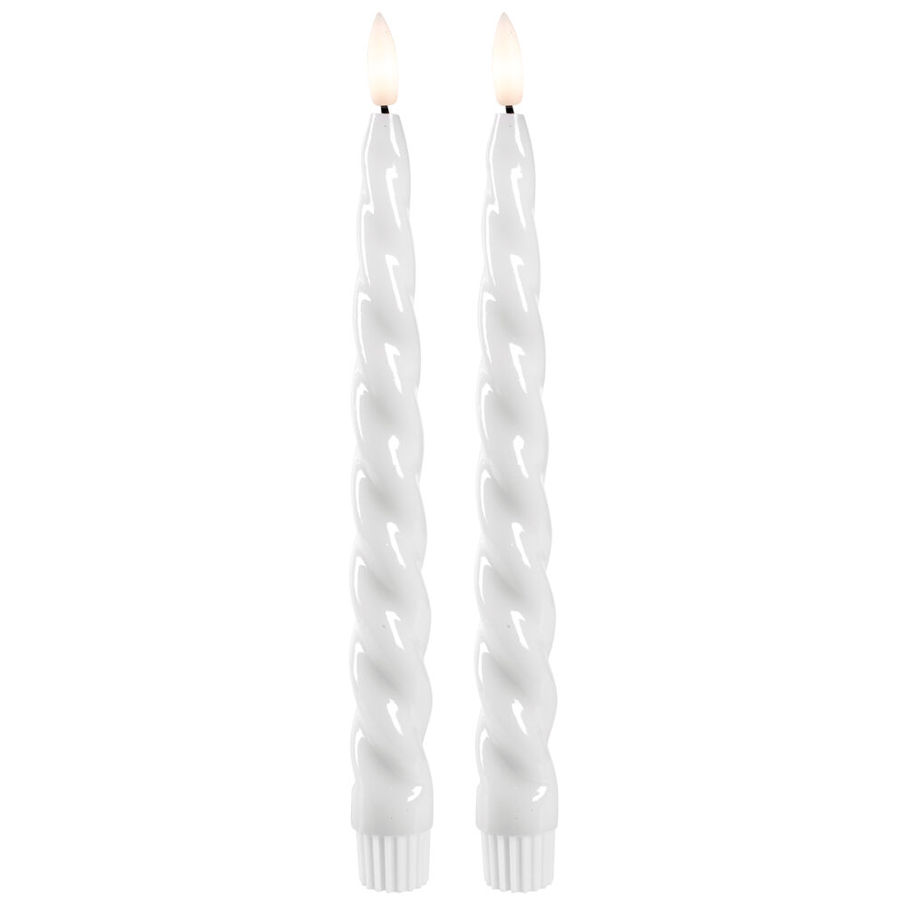 Echtwachs-Tafelkerze, FLAMME SHINE, 1 warmweie flackernde LED, 2er-Set, H 245,  21