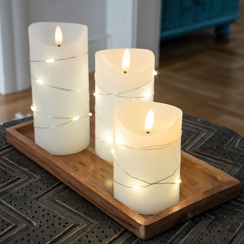 LED-Echtwachskerze, 7 warmweie LEDs, H 100,  70 Bild 2