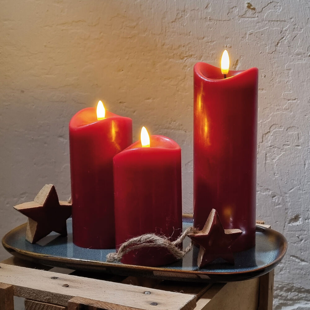 Echtwachskerze, 1 warmweie flackernde LED Bild 2