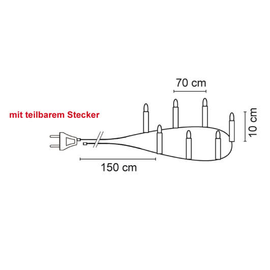 LED-Weihnachtsbaumketten,  matt/wei, 15 warmweie LEDs, mit Topkerzen Bild 3