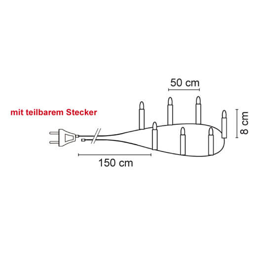 Weihnachtsbaumkette, 30 x E10/8V/3W, klar/elfenbein, mit Topkerzen Bild 3