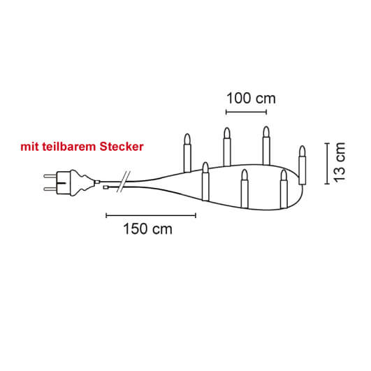 Weihnachtsbaumkette, klar/elfenbein, E14/4W, mit teilbarem Stecker Bild 3