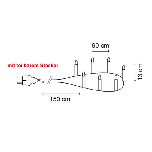 Weihnachtsbaumkette, klar/wei, E10/3W, mit teilbarem Stecker Bild 3