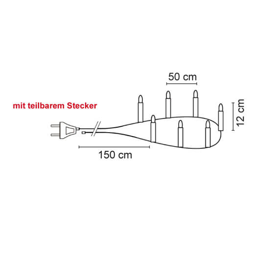 Weihnachtsbaumkette, klar/elfenbein, mit teilbarem Stecker Bild 3