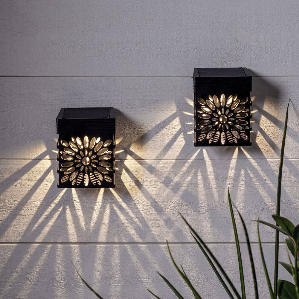 Solar-Wandleuchten, IZOLA WALL, je 2 warmweie LEDs, 2er-Set